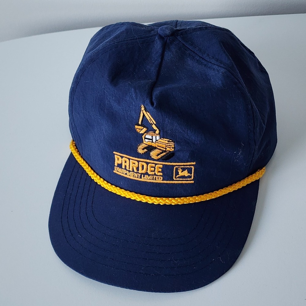 Vintage 80s Pardee John Deere Trucker Hat Cap Rope Snapback Excavator Blue Gold‎